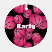 Basketbalspeler Meisjes Naam Herdenkingsjaar Metalen Ornament (Voorkant)