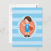 Basketbalspeler met bruin haar briefkaart (Voorkant / Achterkant)