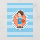 Basketbalspeler met bruin haar briefkaart (Voorkant)