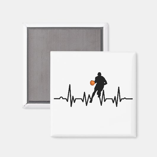 basketbalspeler met hartslag magneet (Voorkant / Achterkant)