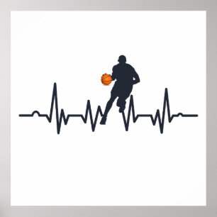 basketbalspeler met hartslag poster