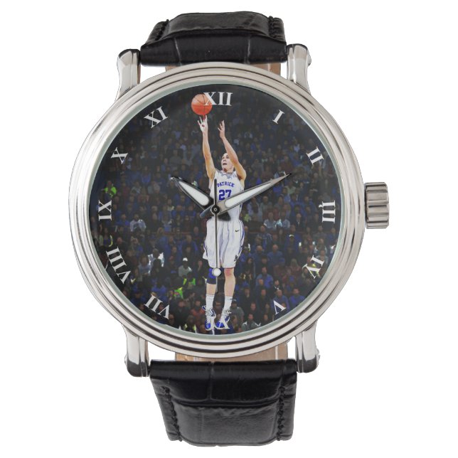 Basketbalspeler met Jouw naam en nummer Horloge (Voorkant)