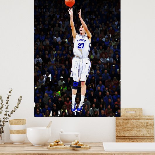 Basketbalspeler met Jouw naam en nummer Poster (Keuken)