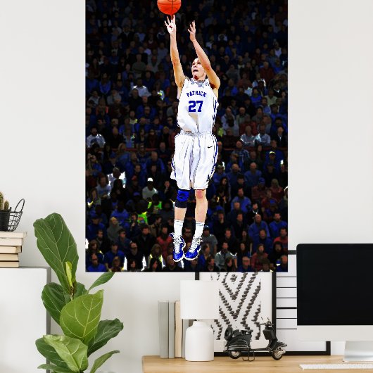 Basketbalspeler met Jouw naam en nummer Poster (Thuiskantoor)