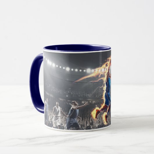 Basketbalspeler met op vuur Slam Dunk #2 Mok (Voorkant links)