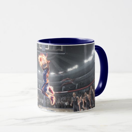 Basketbalspeler met op vuur Slam Dunk #3 Mok (Voorkant rechts)