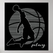Basketbalspeler (monochroom) poster (Voorkant)