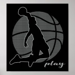 Basketbalspeler (monochroom) poster