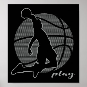 Basketbalspeler (monochroom) poster