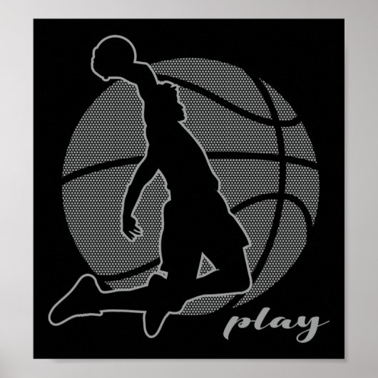 Basketbalspeler (monochroom) poster (Voorkant)