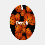 Basketbalspeler naam herdenkingsjaar metalen ornament (Voorkant links)