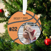 Basketbalspeler Naam Nummer Foto Keepsake Ornament