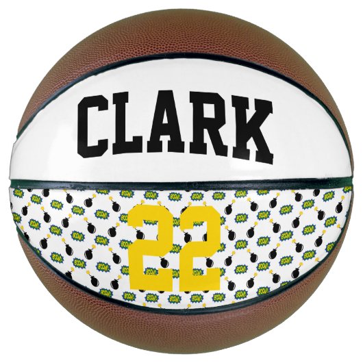 Basketbalspeler NAAM NUMMER Sport Superhero Basketbal (Voorkant)