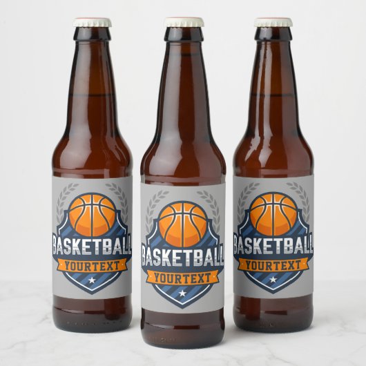 Basketbalspeler NAAM TOEVOEGEN Varsity School Team Bier Etiket (Flessen)