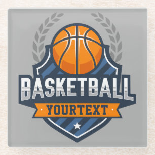 Basketbalspeler NAAM TOEVOEGEN Varsity School Team Glazen Onderzetter