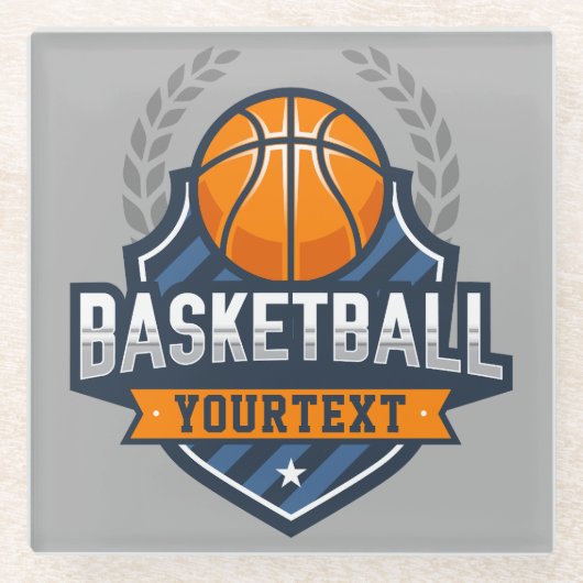 Basketbalspeler NAAM TOEVOEGEN Varsity School Team Glazen Onderzetter (Voorkant)