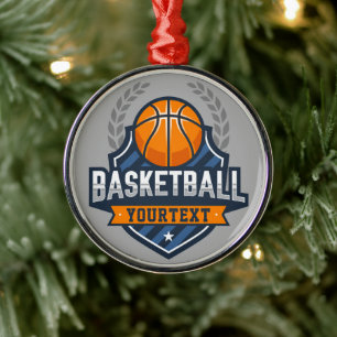 Basketbalspeler NAAM TOEVOEGEN Varsity School Team Metalen Ornament