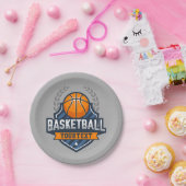 Basketbalspeler NAAM TOEVOEGEN Varsity School Team Papieren Bordje (Feest)