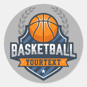 Basketbalspeler NAAM TOEVOEGEN Varsity School Team Ronde Sticker