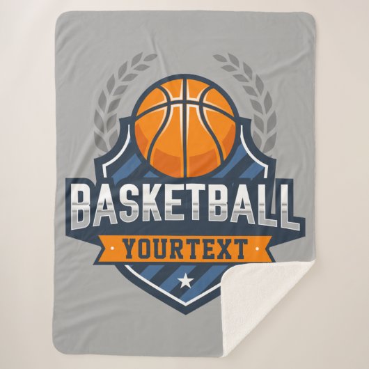 Basketbalspeler NAAM TOEVOEGEN Varsity School Team Sherpa Deken (Voorkant)