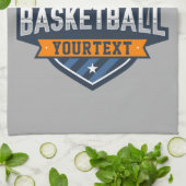 Basketbalspeler NAAM TOEVOEGEN Varsity School Team Theedoek (Gevouwen)