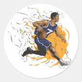 Basketbalspeler nr. 7 ronde sticker (Voorkant)