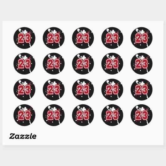 BASKETBALSPELER NUMMER 23 RONDE STICKER (Vel)