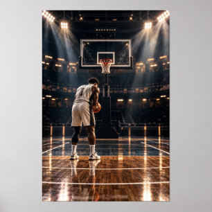 Basketbalspeler onder arena-lampen – Cinematic S Poster