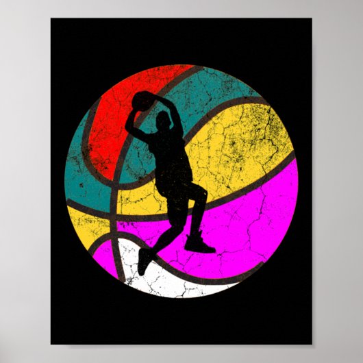 Basketbalspeler Retro Gift 1 Poster (Voorkant)
