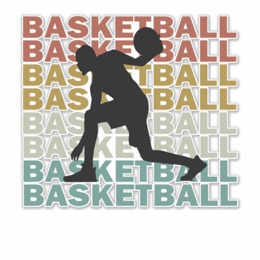 Basketbalspeler  retro stijl tekst sticker (Voorkant)