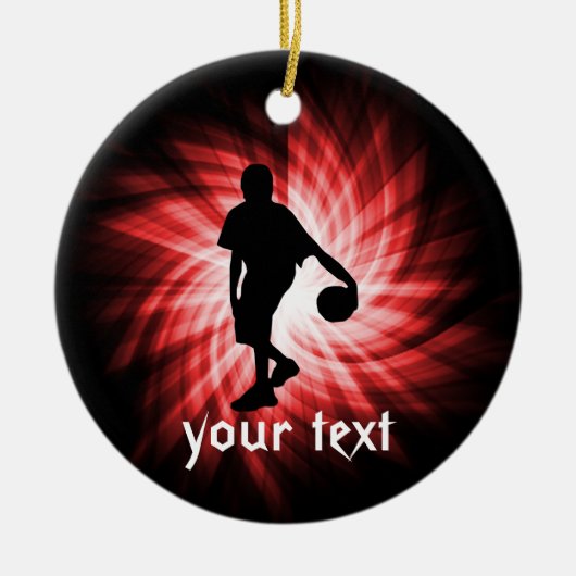 Basketbalspeler; rood keramisch ornament (Voorkant)