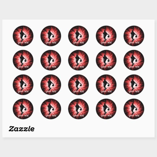 Basketbalspeler; rood ronde sticker (Vel)