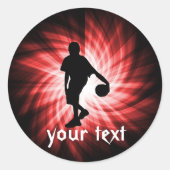 Basketbalspeler; rood ronde sticker (Voorkant)
