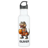 Basketbalspeler Schattige Dinosaur Waterfles (Voorkant)