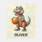 Basketbalspeler Schattige Dinosaurus Fleece Deken (Voorkant)