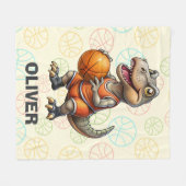 Basketbalspeler Schattige Dinosaurus Fleece Deken (Voorkant (Horizontaal))