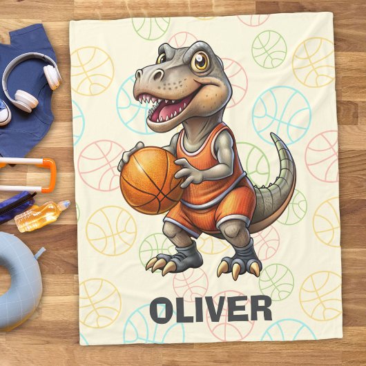 Basketbalspeler Schattige Dinosaurus Fleece Deken