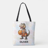 Basketbalspeler Schattige Dinosaurus Tote Bag (Achterkant)