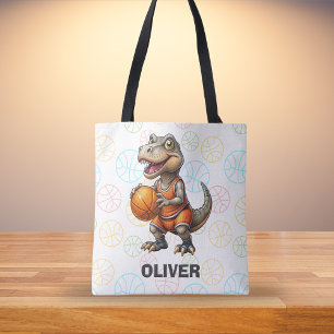 Basketbalspeler Schattige Dinosaurus Tote Bag