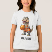 Basketbalspeler Schattige Dinosaurus Tri-Blend Shirt (Voorkant)