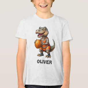Basketbalspeler Schattige Dinosaurus Tri-Blend Shirt