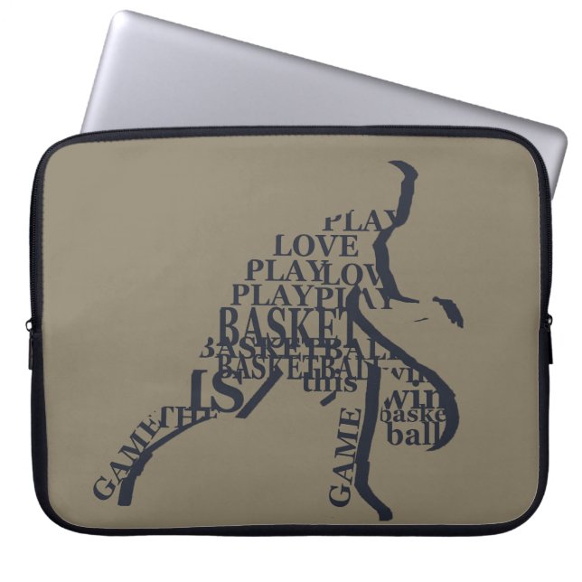 basketbalspeler silhouette laptop sleeve (Voorkant)