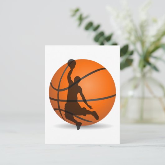 basketbalspeler silhouette pop art briefkaart (Staand voorkant)
