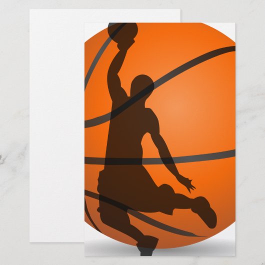 basketbalspeler silhouette pop art briefpapier (Voorkant / Achterkant)