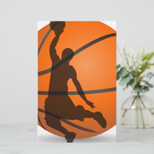 basketbalspeler silhouette pop art briefpapier (Staand voorkant)