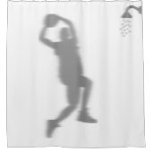 Basketbalspeler Silhouette Schaduw Achter Douchegordijn (Voorkant)