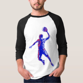 Basketbalspeler Slam Dunk, Rood en Blauw Design T-shirt