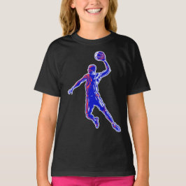 Basketbalspeler Slam Dunk, Rood en Blauw Design T-shirt