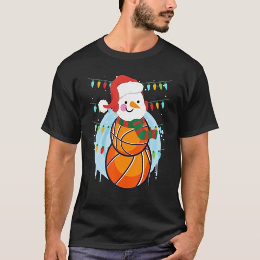 Basketbalspeler sneeuwman basketbalspeler 2 t-shirt (Voorkant)