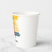 Basketbalspeler speelt bal papieren bekers (Links)